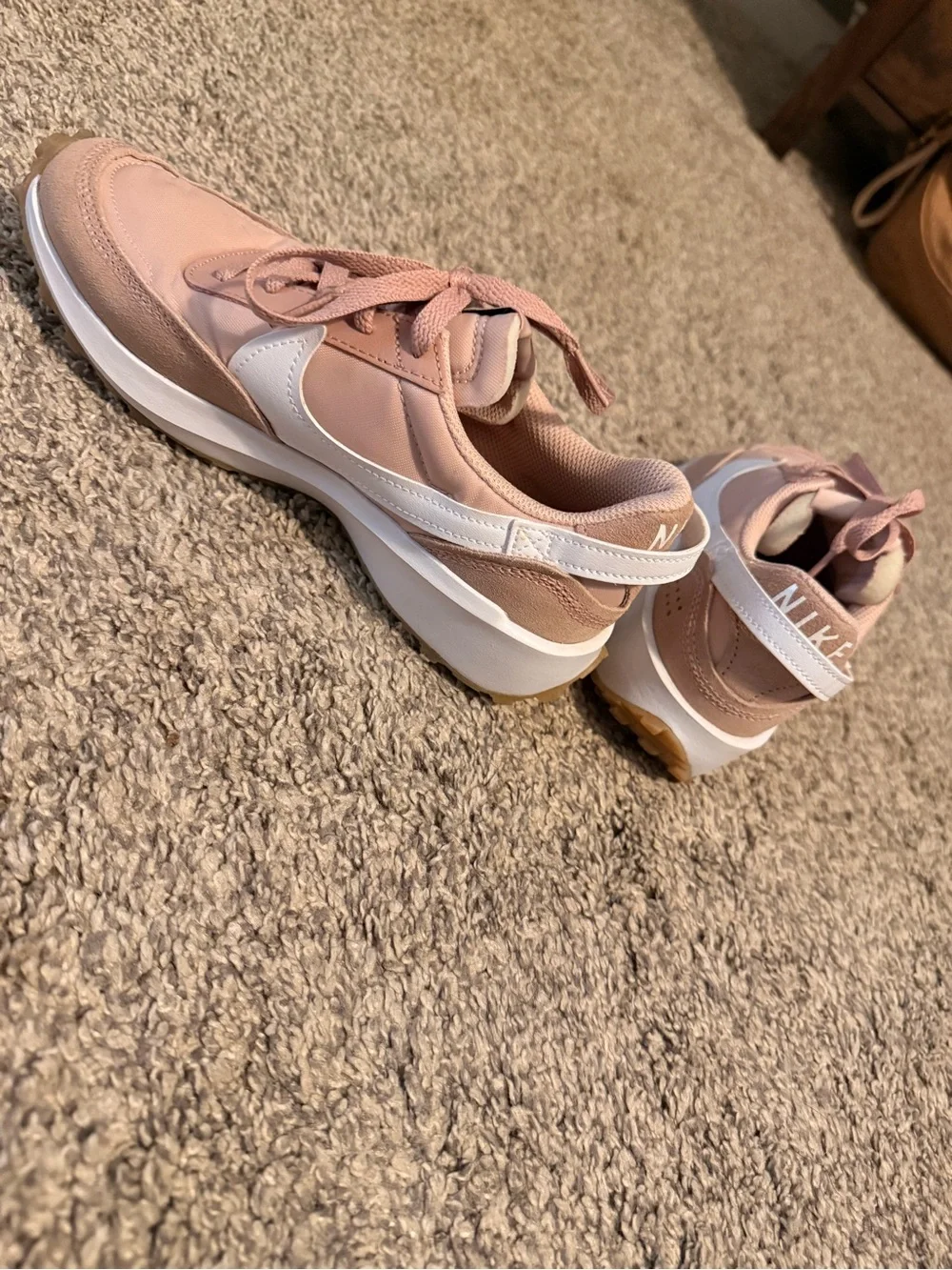 Nike Women's Blush Pink Retro Runner Sneakers with White Swoosh